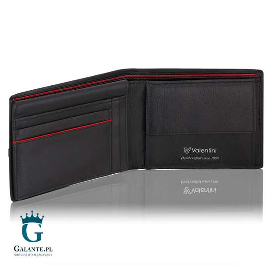 Czarny portfel męski z czerwonymi dodatkami 154-268