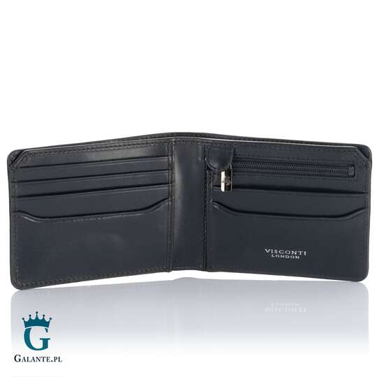 Czarny skórzany portfel męski Visconti ENZ-78 RFID
