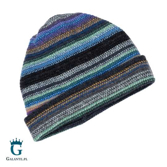 Granatowa wełniana czapka męska LW-019