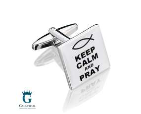 Keep Calm and Pray - módl się - spinki do mankietów dla duchownych