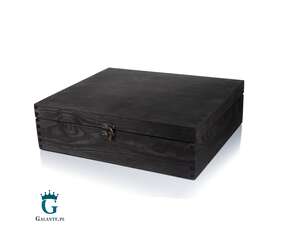 Kuferek drewniany lakierowany Czarny 37x31x11 cm z możliwością graweru (1)