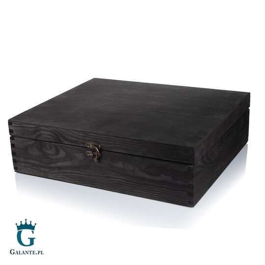 Kuferek drewniany lakierowany Czarny 37x31x11 cm z możliwością graweru (1)