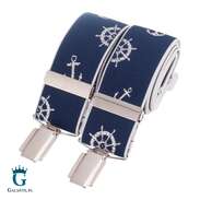 Niebieskie szelki do spodni z motywem marynarskim