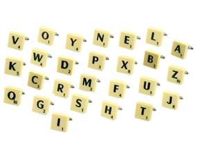 Scrabble litery - spinki do mankietów