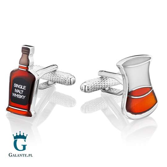 Spinki do mankietów Szklanka &amp; Butelka Whisky KC-1097