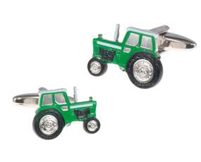Zielony traktor - spinki do koszuli